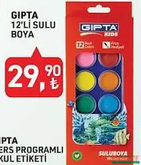 GIPTA 12'Lİ SULU BOYA indirimli fiyat GIPTA 12'Lİ SULU BOYA fiyat ve kampanya bilgisi